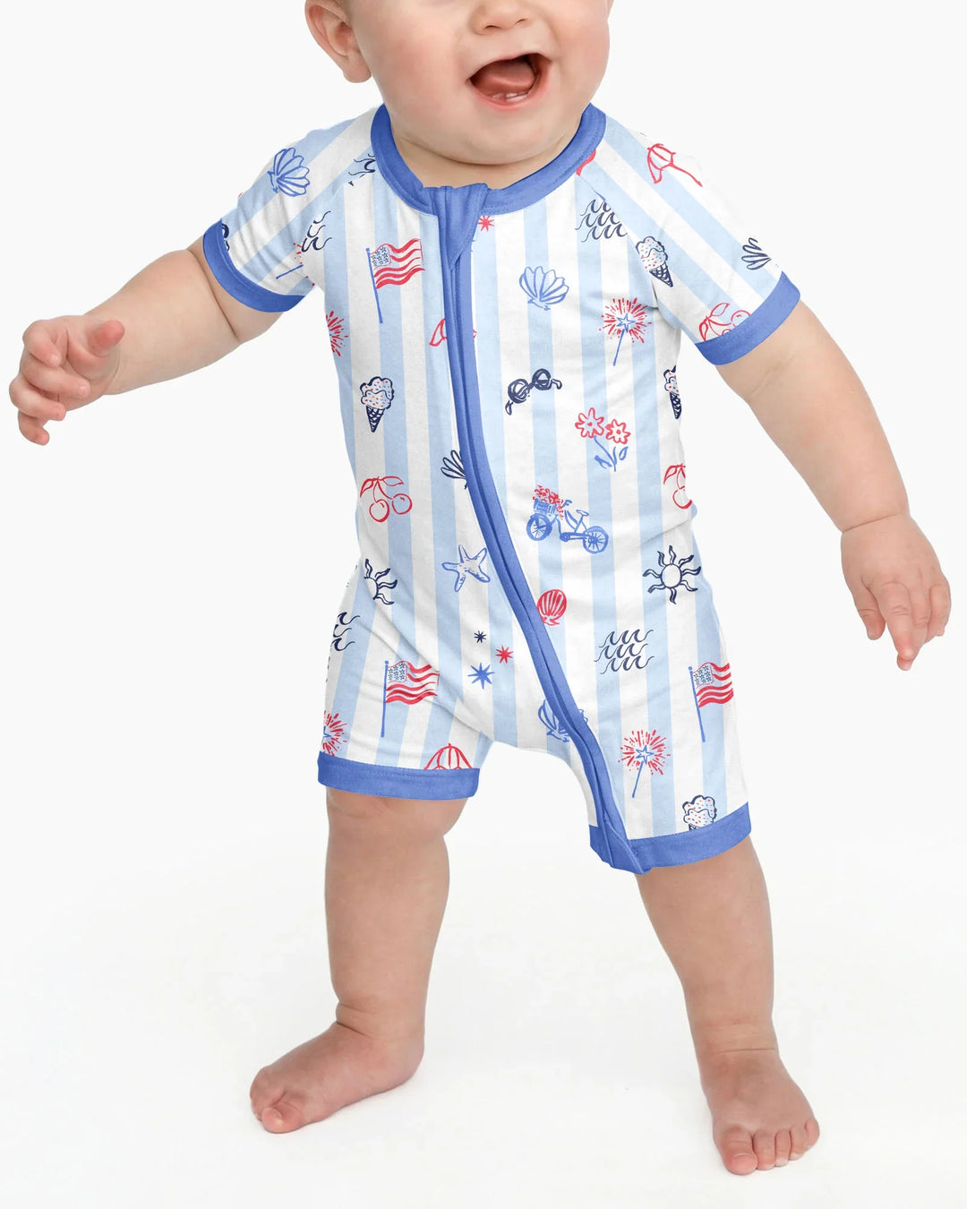 Red, White & Beachy Family Matching Bamboo Shorty Zippy
