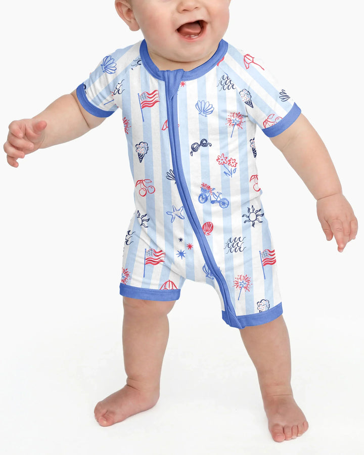 Red, White & Beachy Family Matching Bamboo Shorty Zippy