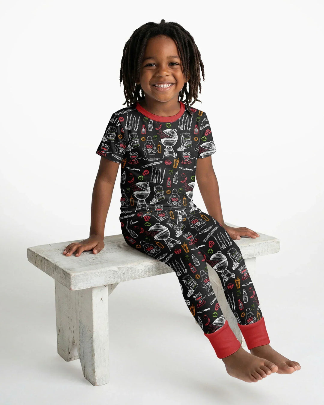 Backyard BBQ Party Family Matching Bamboo Two Piece Short Sleeve Pajama Set