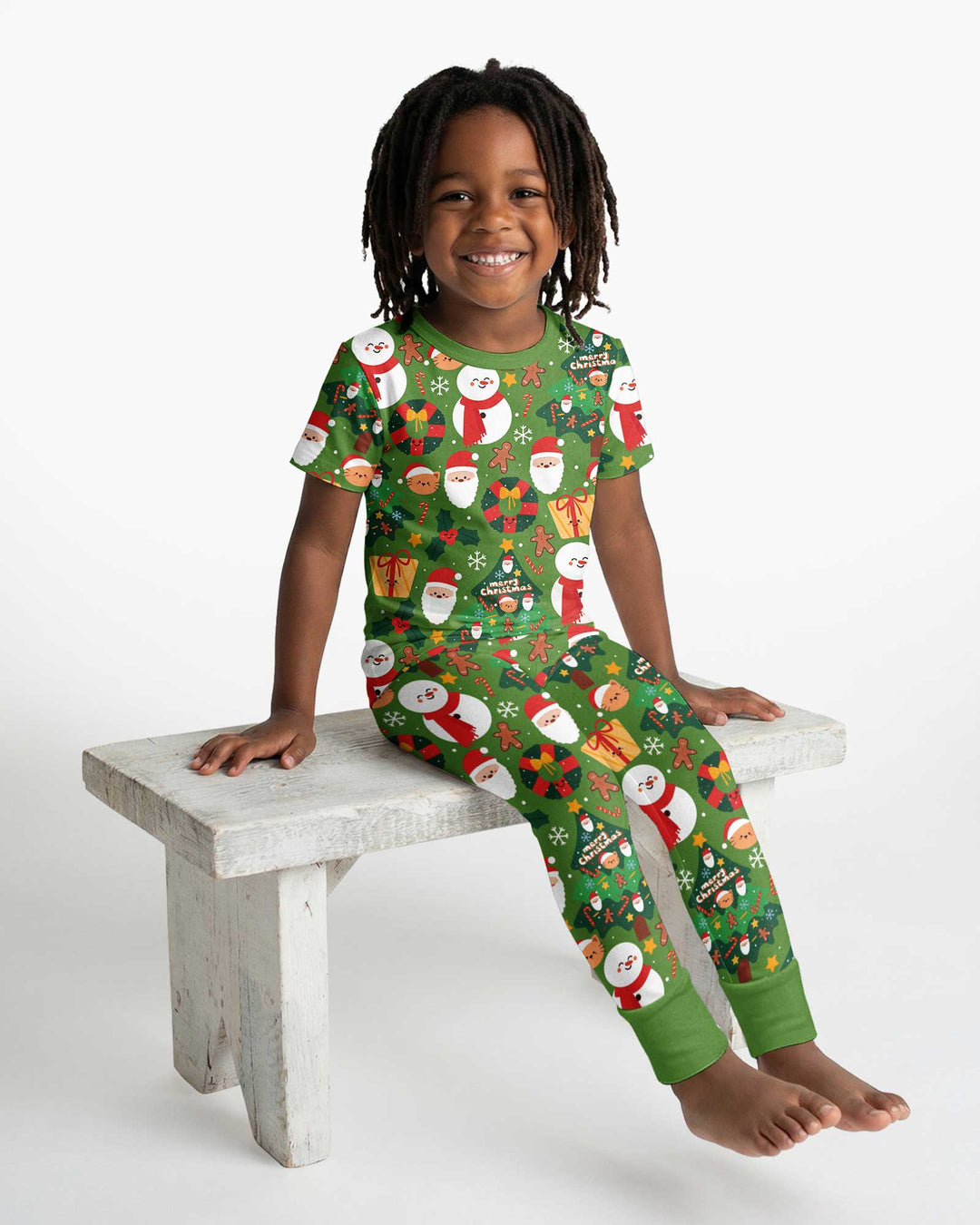 Snowmen Funny Bamboo Two Piece Short Sleeve Pajama Set