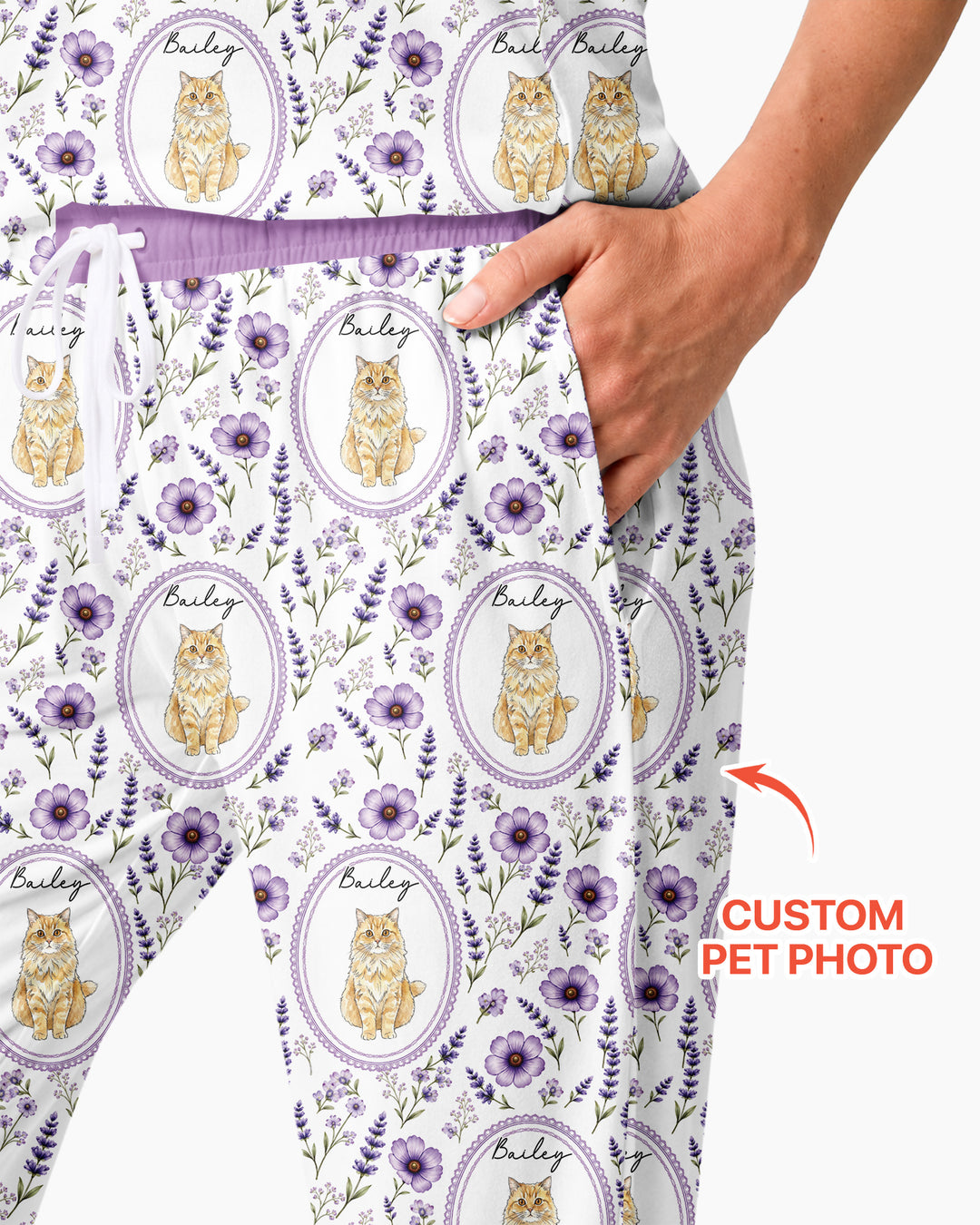 Custom Pet Photo Flower Garden Bamboo Women Pajama Set