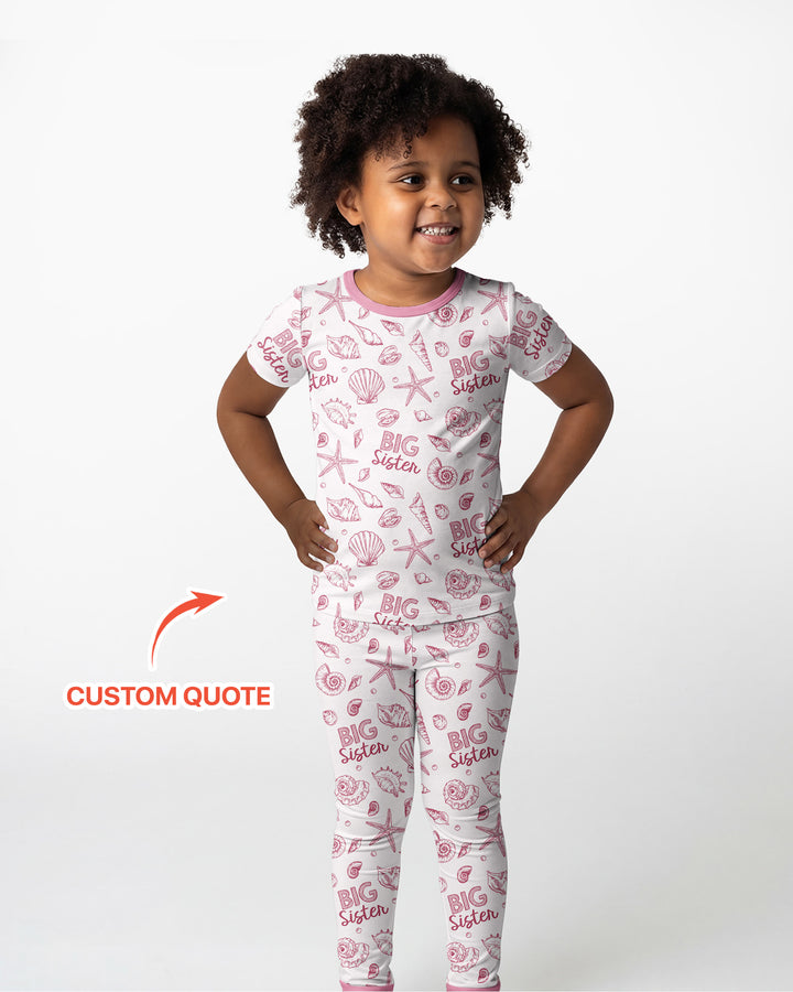 Coquette Seashell Matching Sibling Bamboo Two Piece Short Sleeve Pajama Set