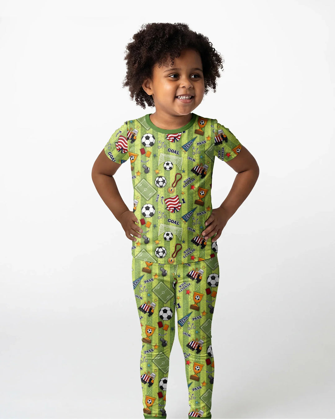I Love Sports Soccer Bamboo Two Piece Short Sleeve Pajama Set