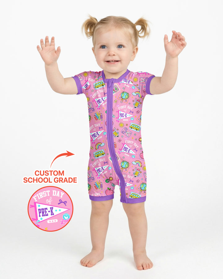 Custom Grade Girls School First Day Bamboo Shorty Zippy
