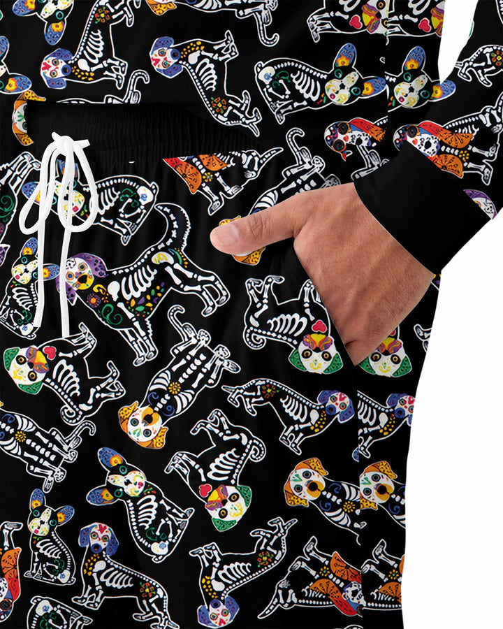 Dia De Los Muertos Doggie Bamboo Men's Pajama Set