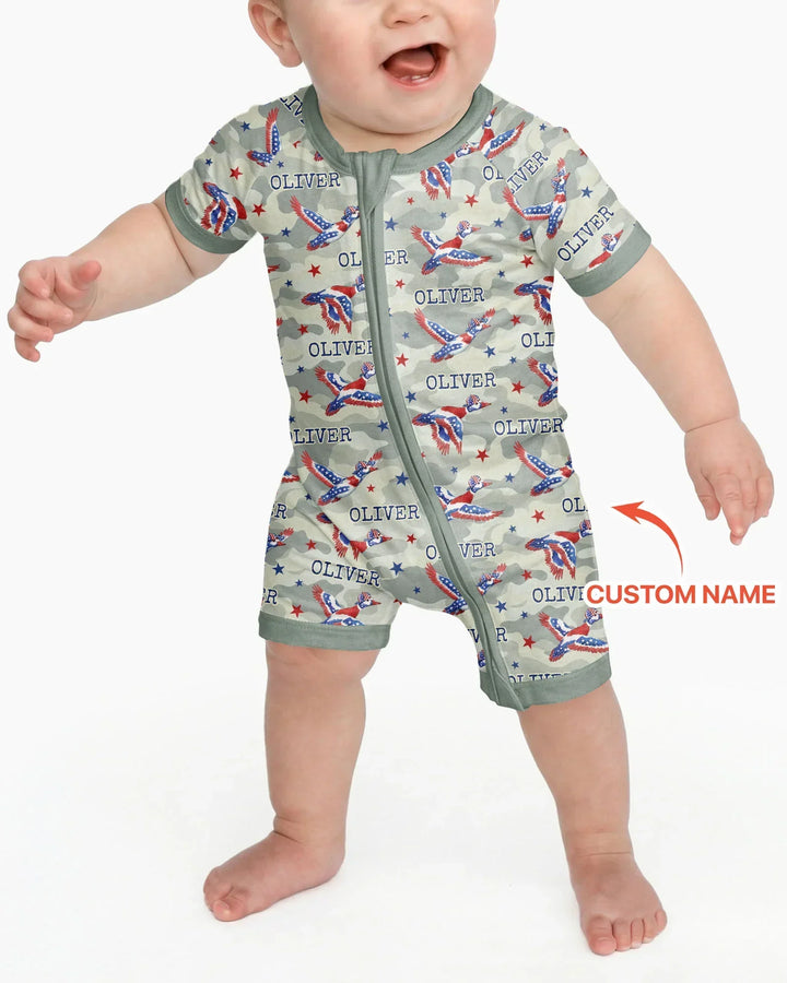 Custom Name America Mallard Duck Family Matching Bamboo Shorty Zippy