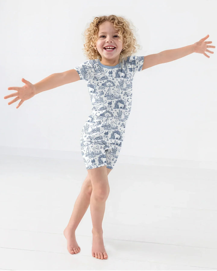 Toile Cats Bamboo Two Piece Short Sleeve Shorts Pajama Set