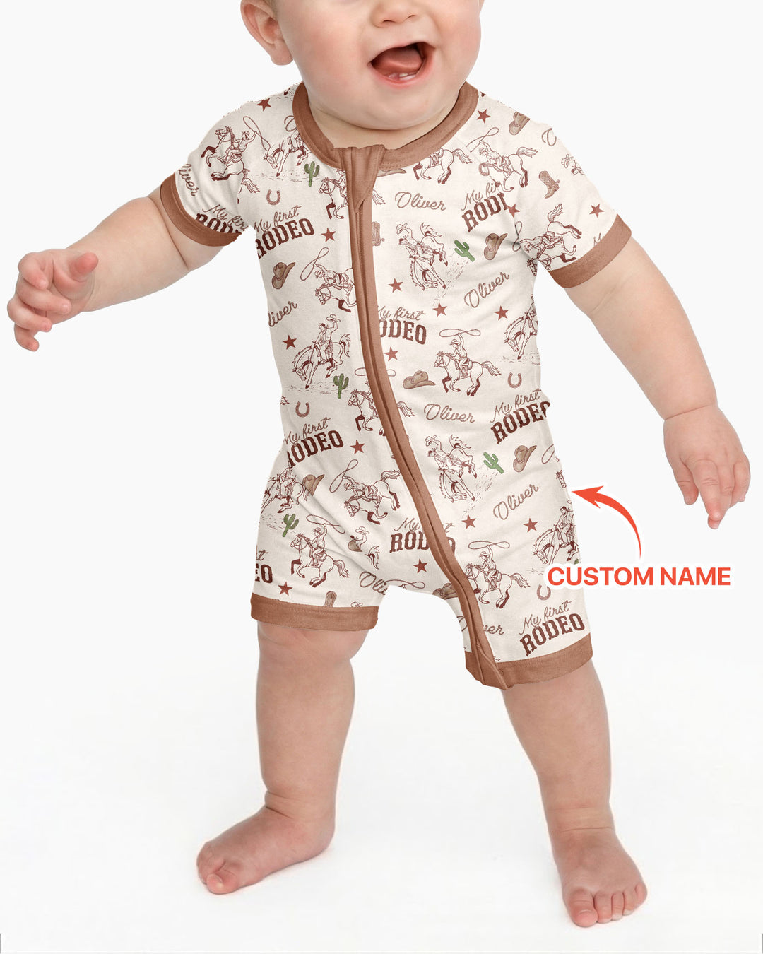 Custom Name First Rodeo Family Matching Bamboo Shorty Zippy