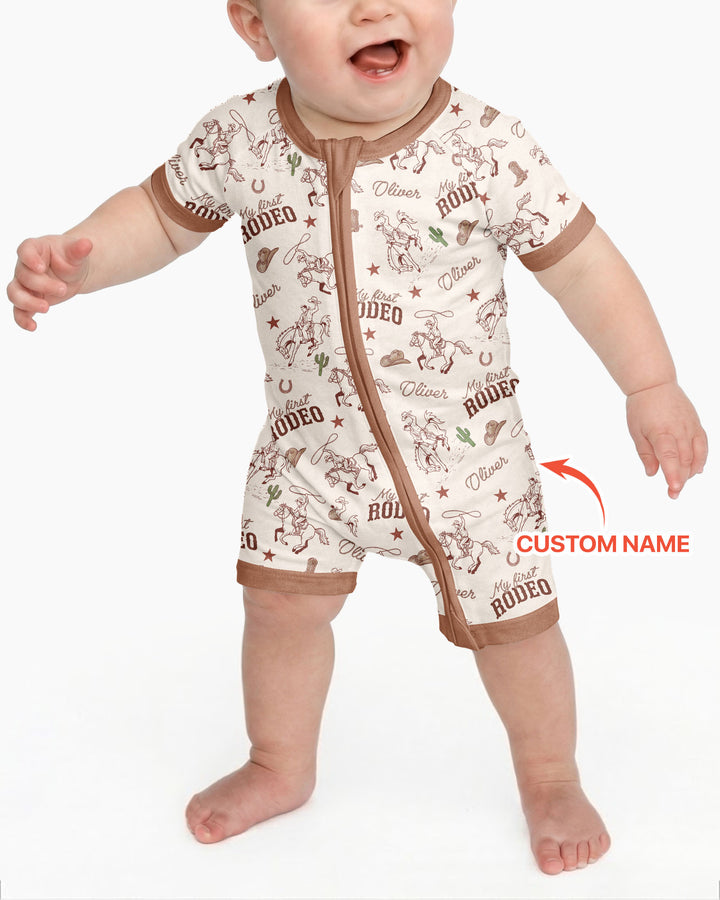 Custom Name First Rodeo Family Matching Bamboo Shorty Zippy