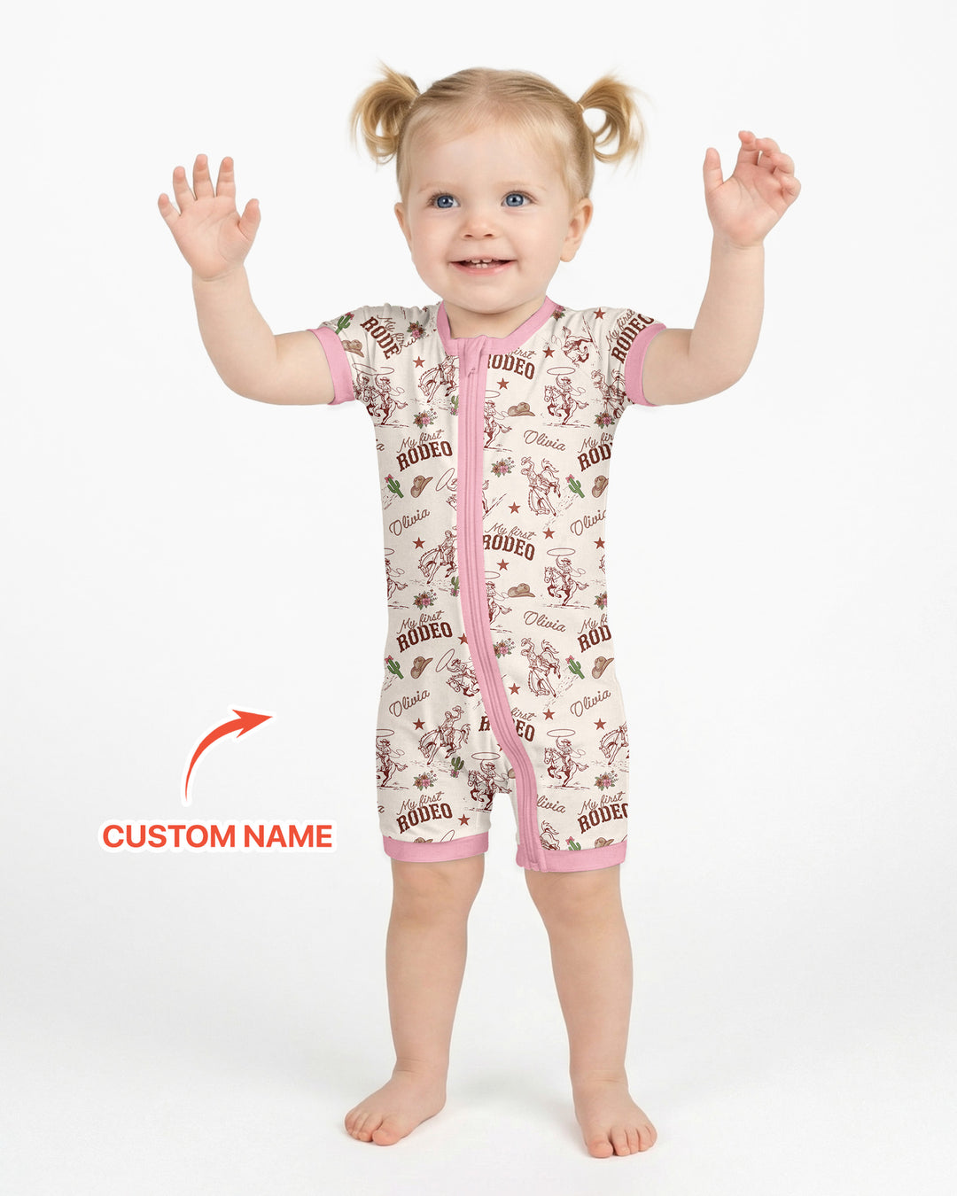 Custom Name First Rodeo Family Matching Bamboo Shorty Zippy