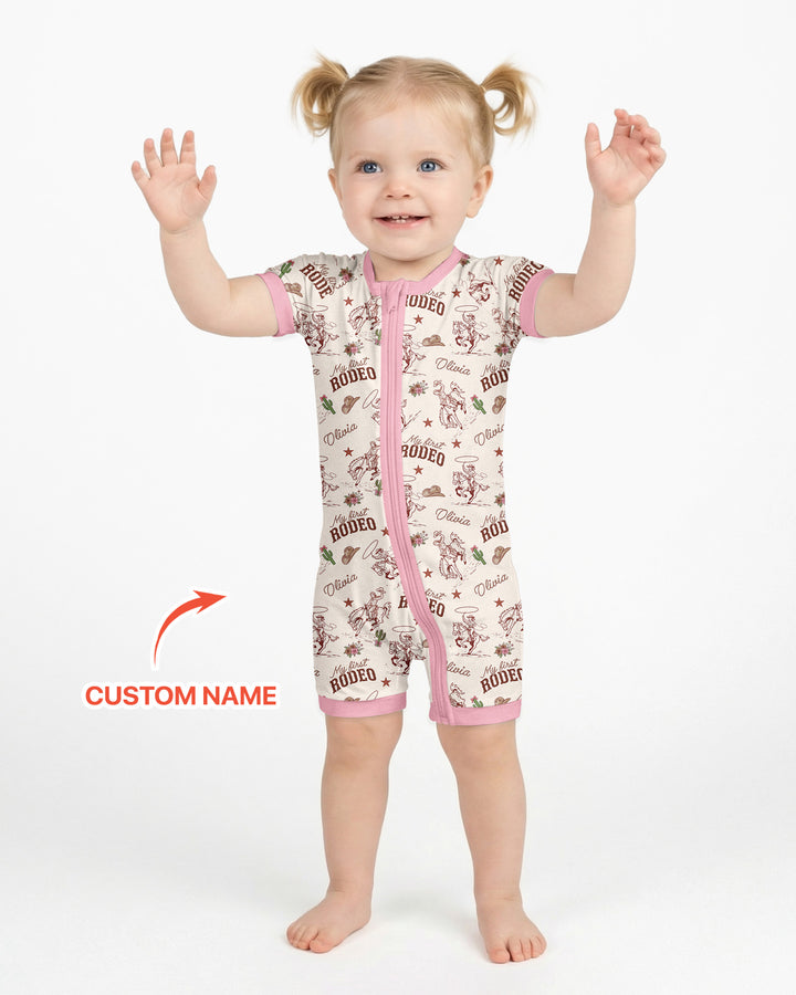 Custom Name First Rodeo Family Matching Bamboo Shorty Zippy