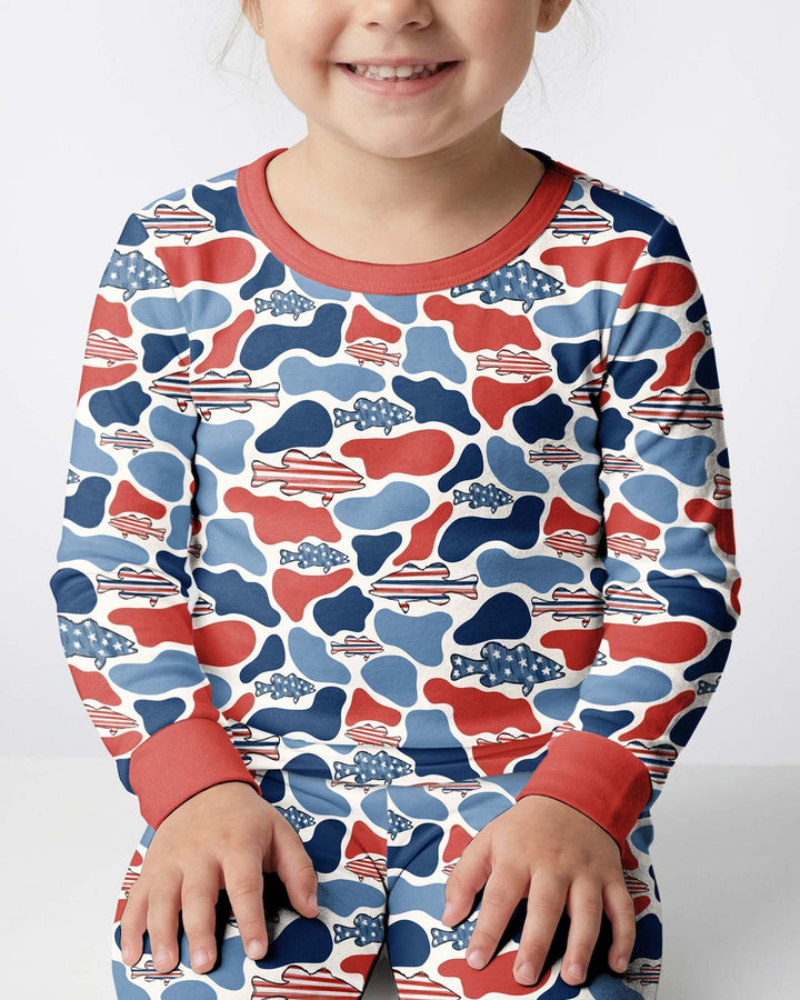 Reel America Daddy & Me Matching Bamboo Two Piece Long Sleeve Pajama Set