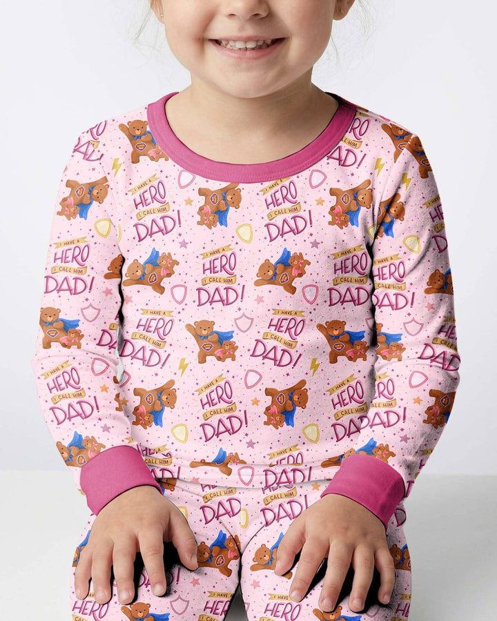 I Have A Hero Daddy & Me Matching Bamboo Two Piece Long Sleeve Pajama Set