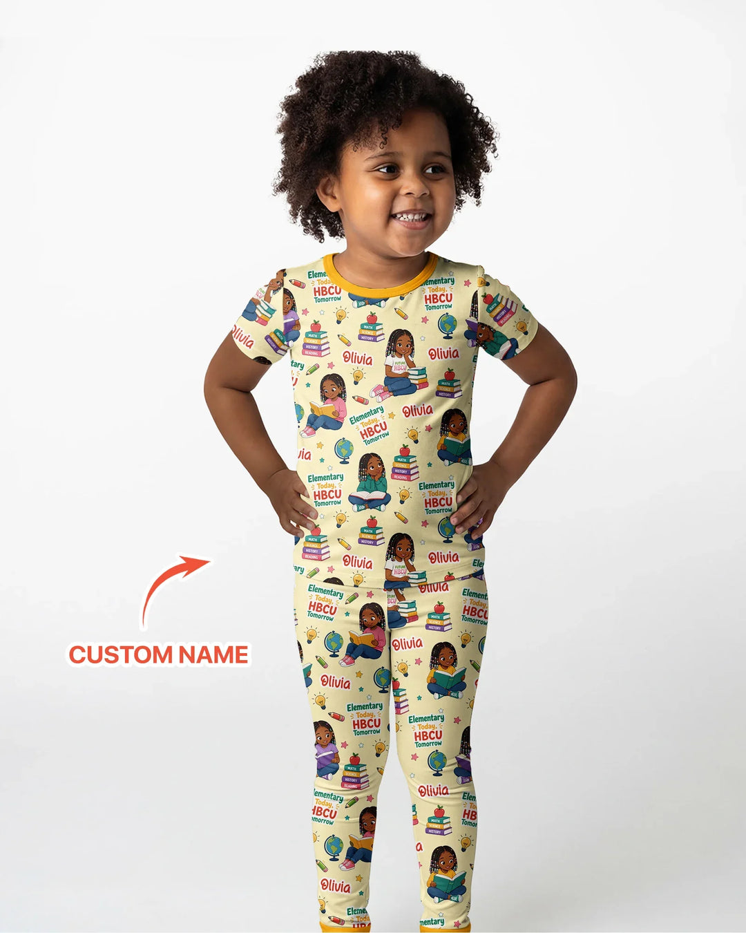 Custom Name Elementary Today HBCU Tomorrow Bamboo Two Piece Short Sleeve Pajama Set