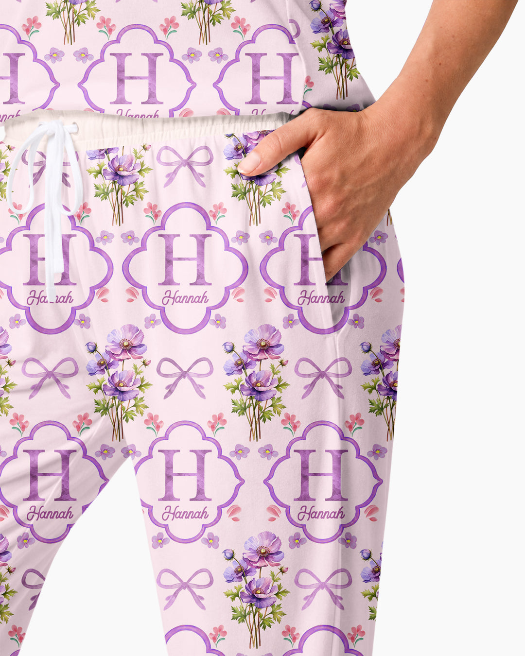 Personalized Birth Flower Mommy And Me Matching Bamboo Women Pajama Set