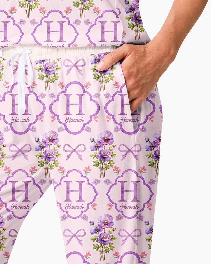 Personalized Birth Flower Mommy And Me Matching Bamboo Women Pajama Set
