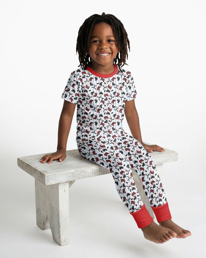 Hockey Rink Bamboo Two Piece Short Sleeve Pajama Set