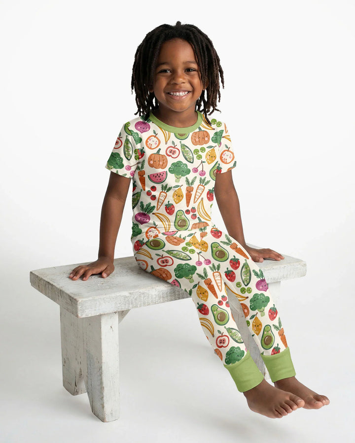 Veggie Friends Family Matching Bamboo Two Piece Short Sleeve Pajama Set