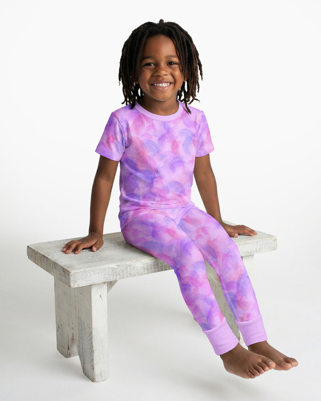Purple Watercolor Bamboo Two-Piece Short Sleeve Pyjamas Set