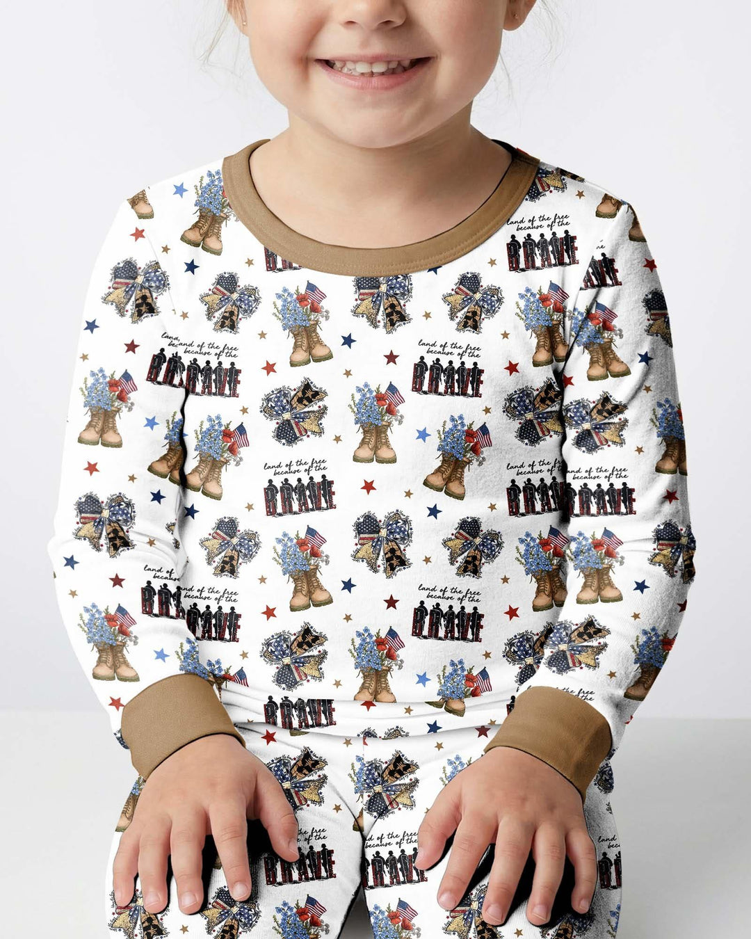 Honor the Brave Family Matching Bamboo Two Piece Long Sleeve Pajama Set