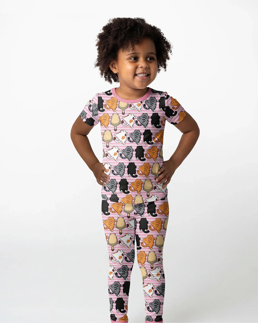 Funny Cat Butts Club Family Matching Bamboo Two Piece Short Sleeve Pajama Set