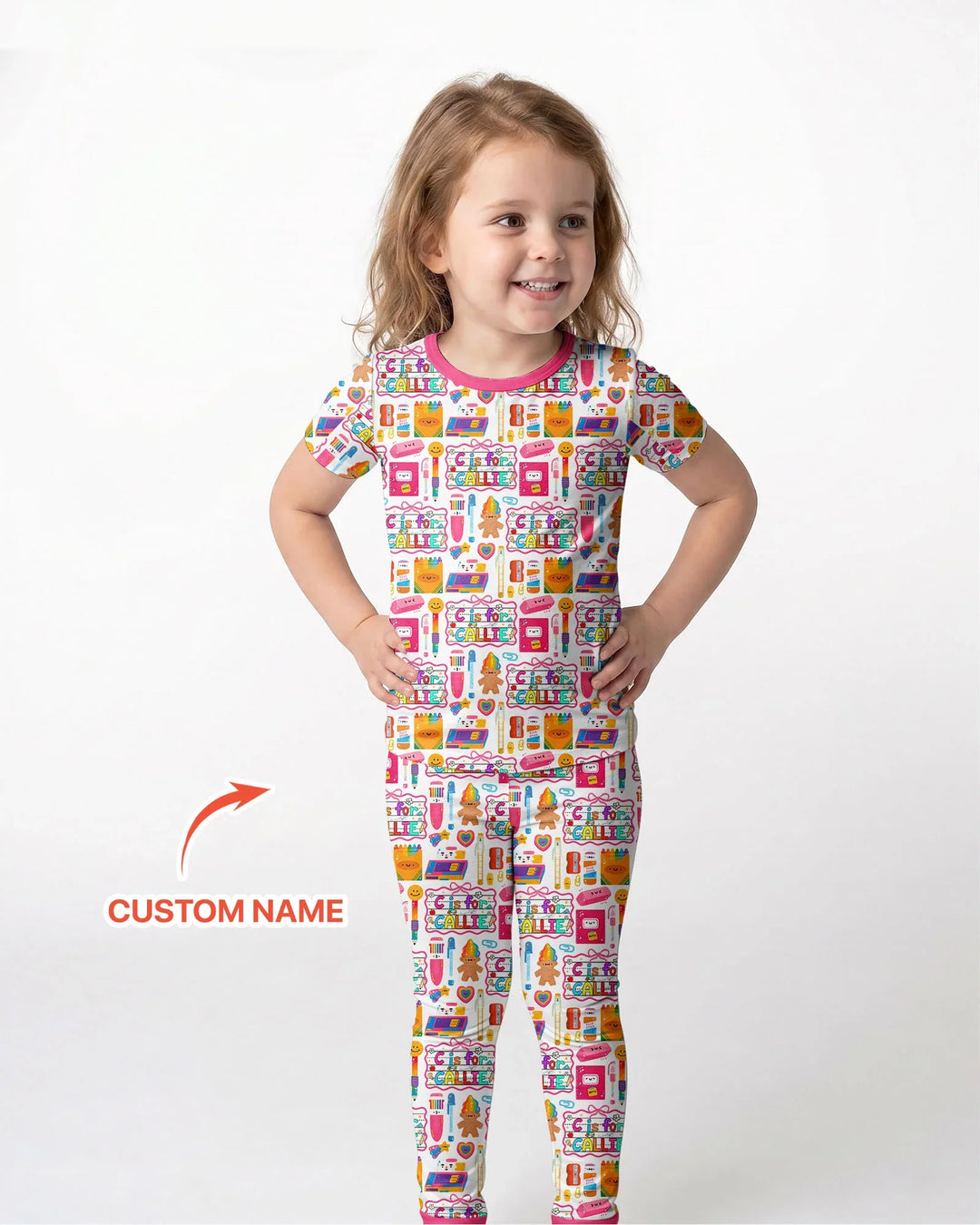Custom Name Classroom Cuties Bamboo Two Piece Short Sleeve Pajama Set