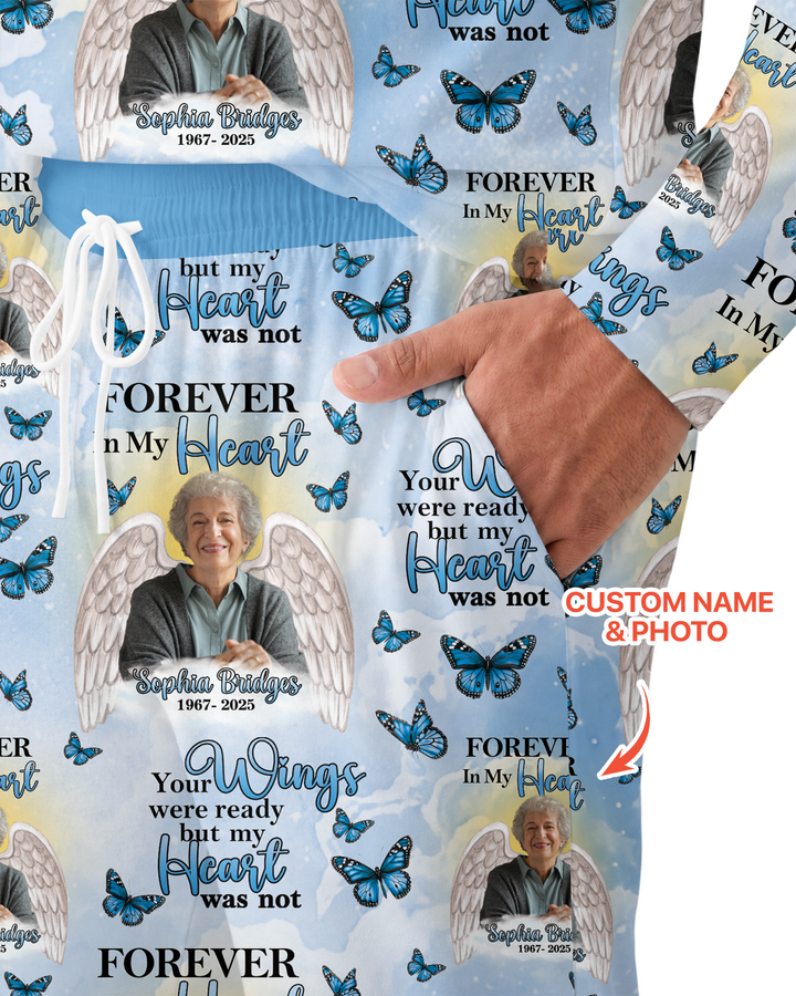 Custom Photo Forever In My Heart Family Matching Bamboo Men Pajama Set