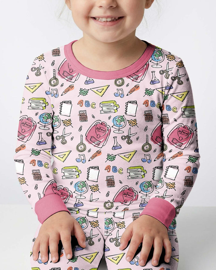 Doodle School Days Bamboo Two Piece Long Sleeve Pajama Set
