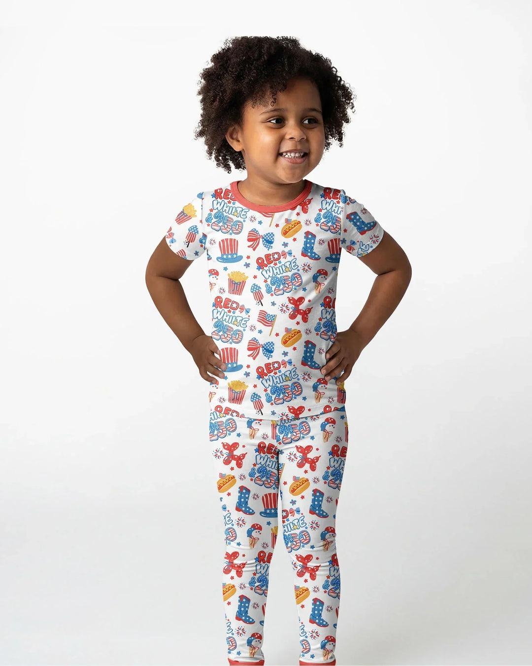 Red White & 250 Bamboo Two Piece Short Sleeve Pajama Set