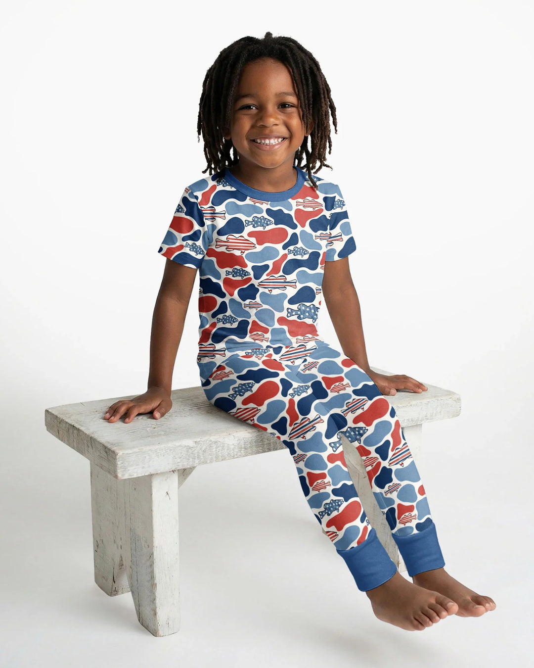 Reel America Daddy & Me Matching Bamboo Two Piece Short Sleeve Pajama Set