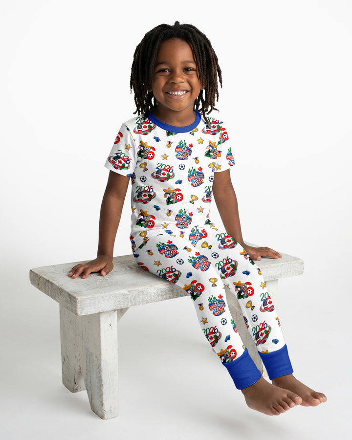 World Soccer North America 2026 Family Matching Bamboo Two Piece Short Sleeve Pajama Set