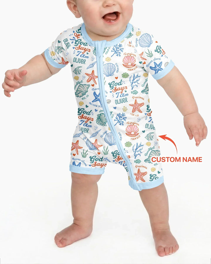 Coastal God Says I Am Custom Name Bamboo Shorty Zippy