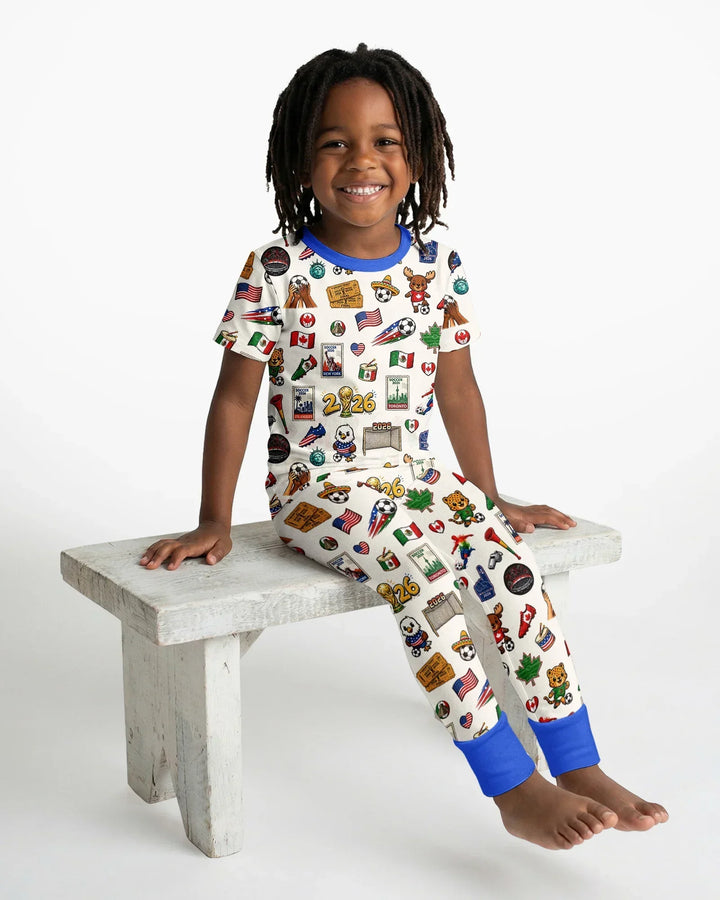 Soccer Cup 2026 Family Matching Bamboo Two Piece Short Sleeve Pajama Set