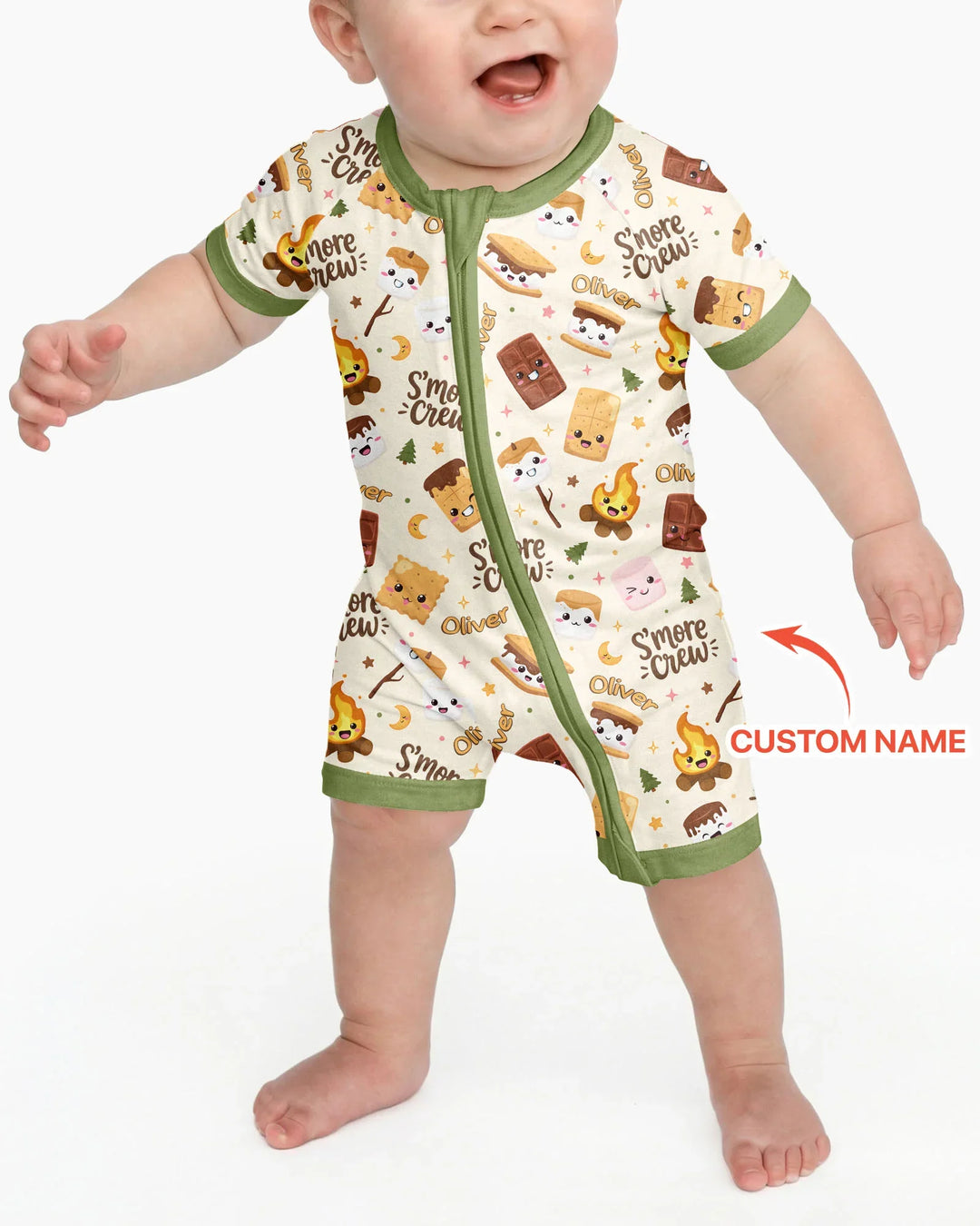 Custom Name Kawaii S'more Crew Family Matching Bamboo Shorty Zippy