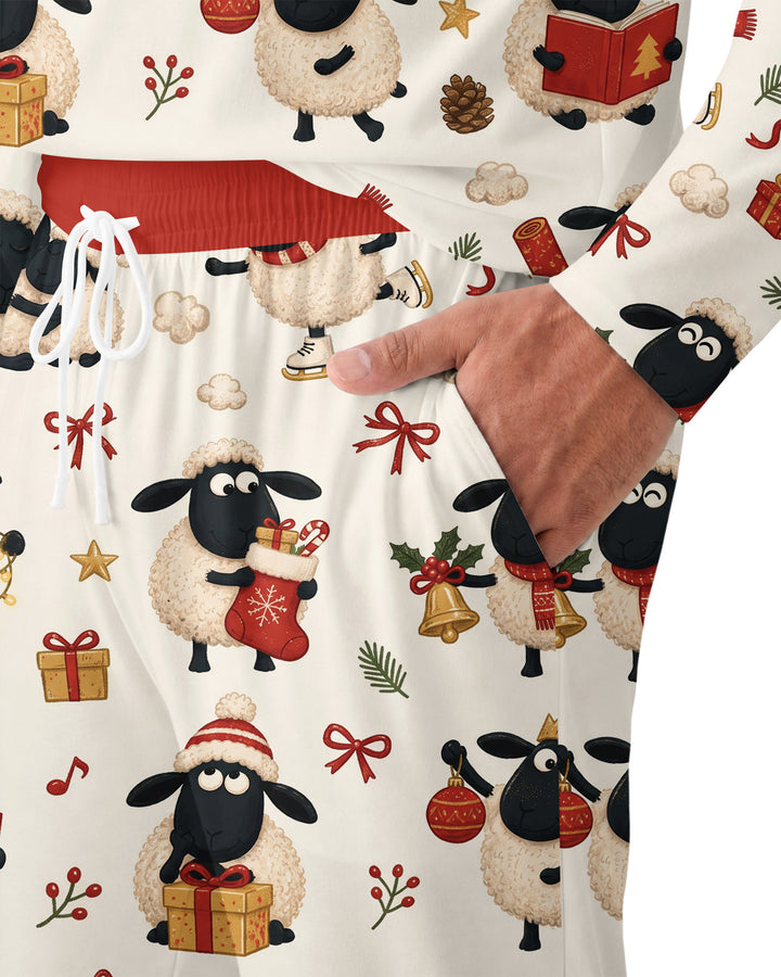 Festive Holiday Sheep Bamboo Men's Pajama Set