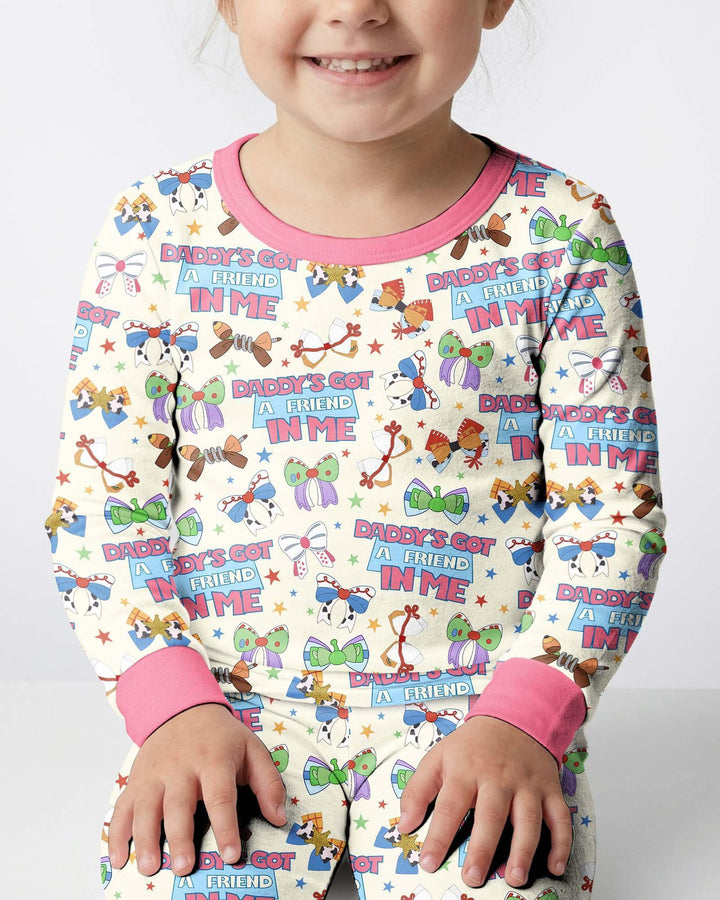 Daddy's Got A Friend In Me Bamboo Two Piece Long Sleeve Pajama Set
