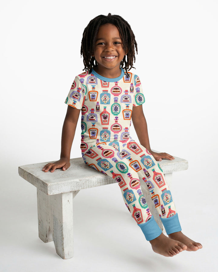 Retro Halloween Potions Bamboo Two Piece Short Sleeve Pajama Set
