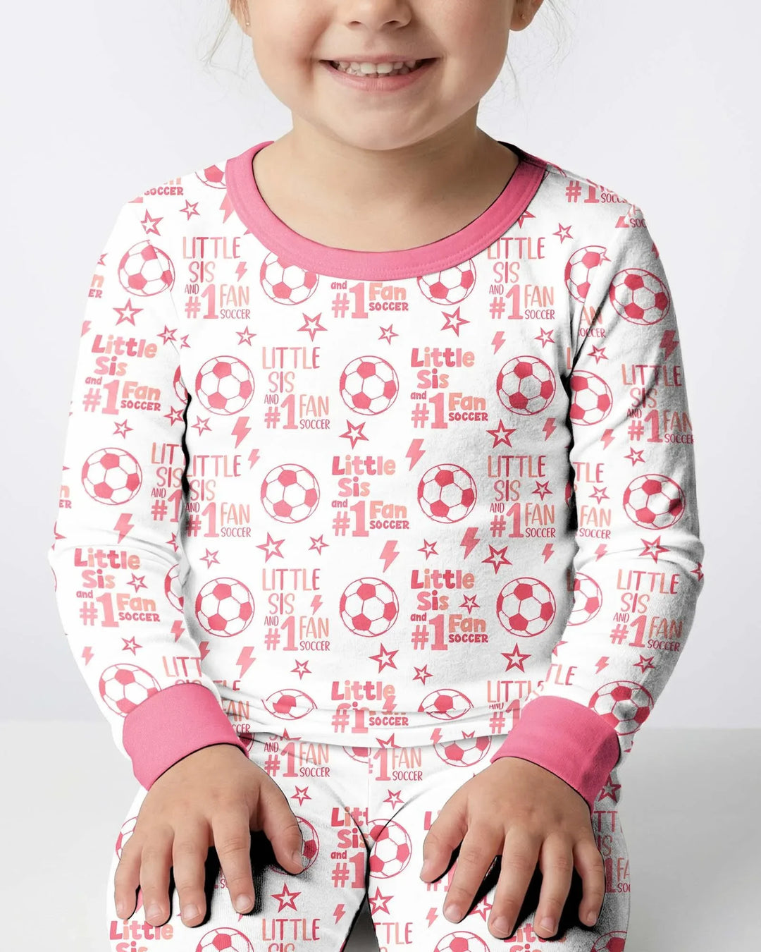 Little Sister and Bro #1 Fan Soccer Bamboo Two Piece Long Sleeve Pajama Set