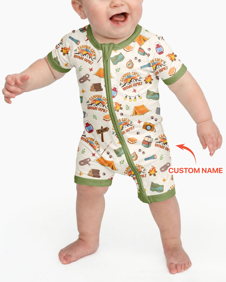 Custom Name Camping Crew Family Matching Bamboo Shorty Zippy
