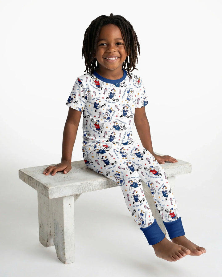 USA Soccer Goose Family Matching Bamboo Two Piece Short Sleeve Pajama Set