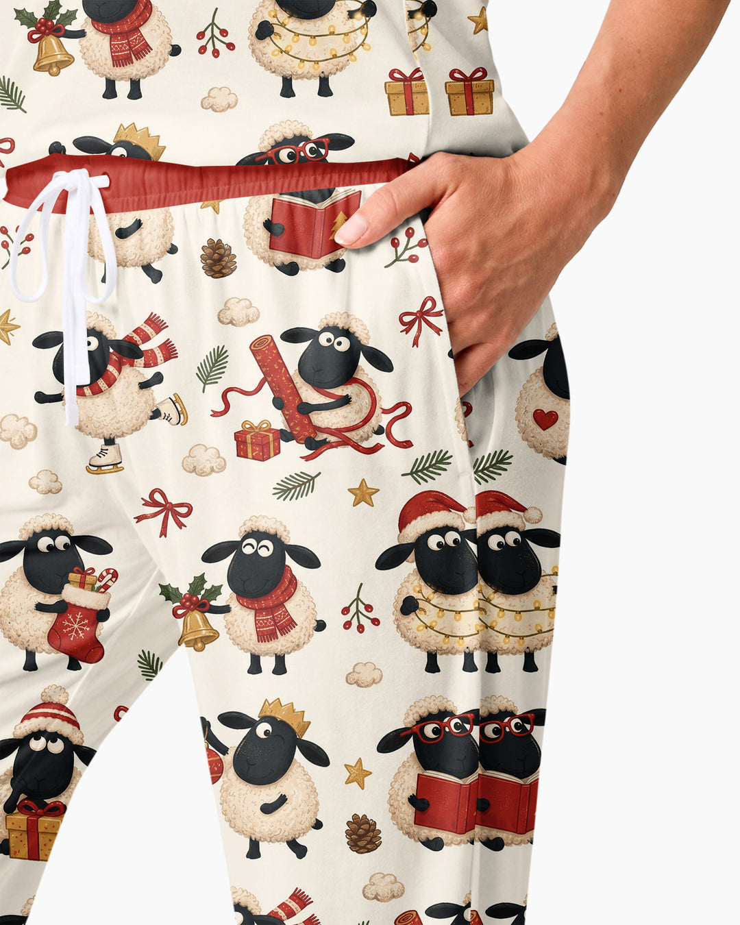 Festive Holiday Sheep Bamboo Women Pajama Set