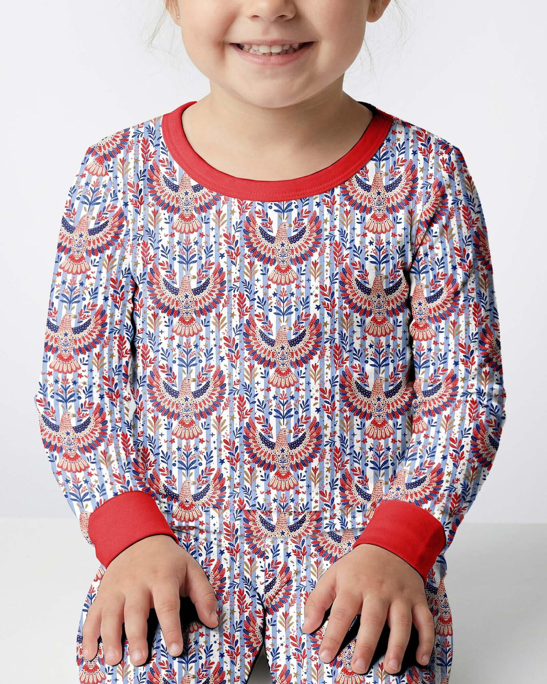 Patriotic Eagle Bamboo Two Piece Long Sleeve Pajama Set