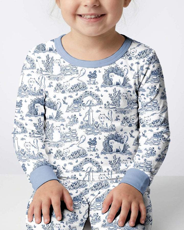 Toile Cats Bamboo Two Piece Long Sleeve Pajama Set