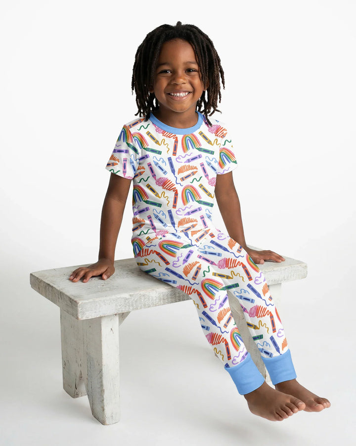 Crayon Chaos Bamboo Two Piece Short Sleeve Pajama Set