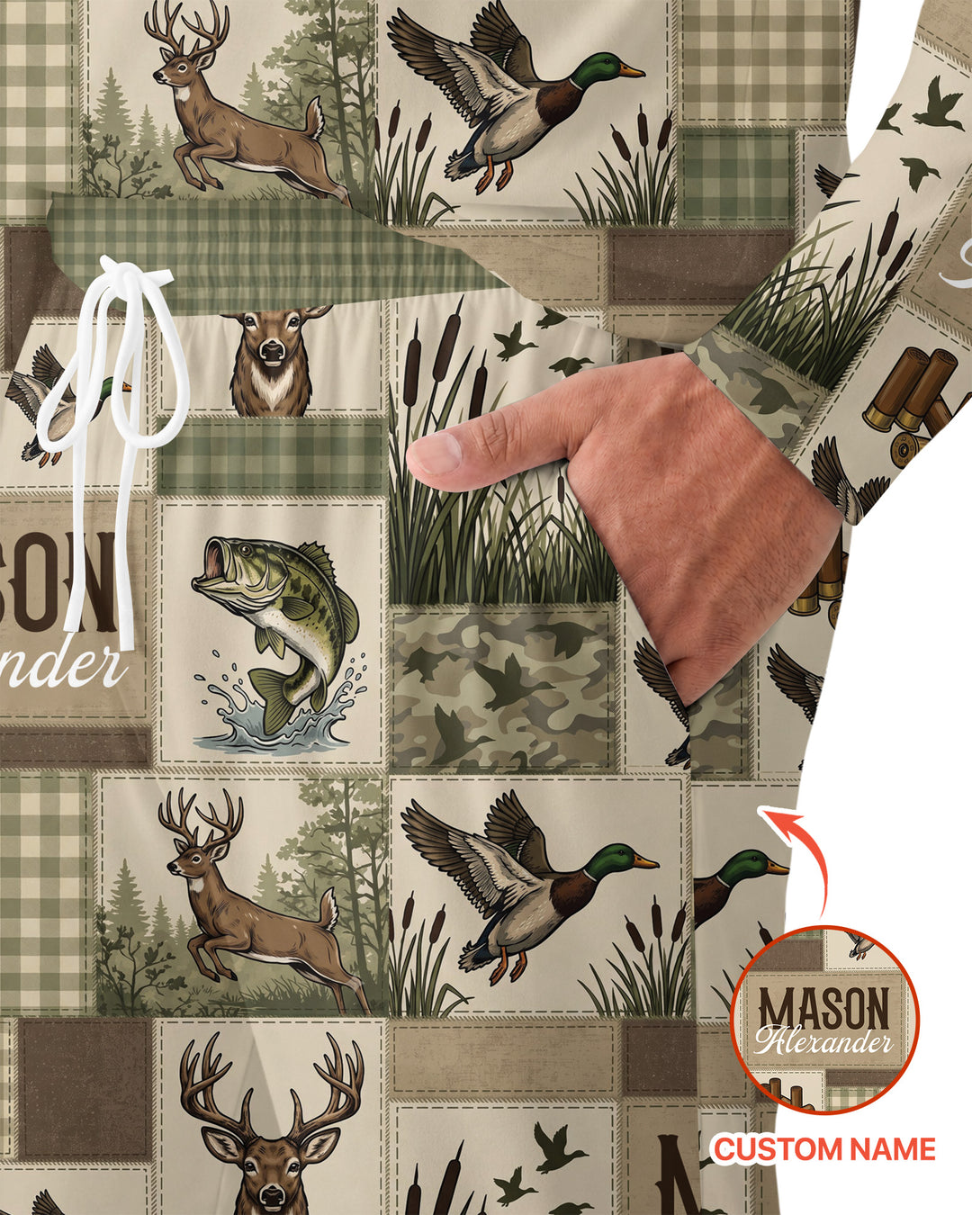 Personalized Hunting Patchwork Bamboo Men's Pajama Set