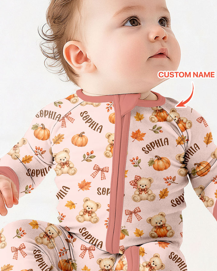 Fall Gingham Bow Teddy Bear Bamboo Convertible Zippy