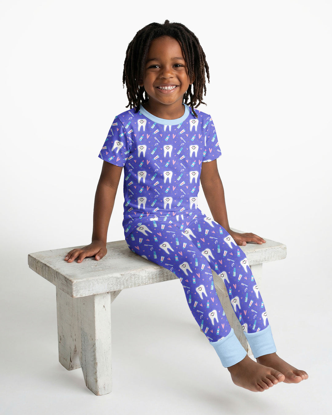 Brushing Teeth Bamboo Two-Piece Short Sleeve Pyjamas Set