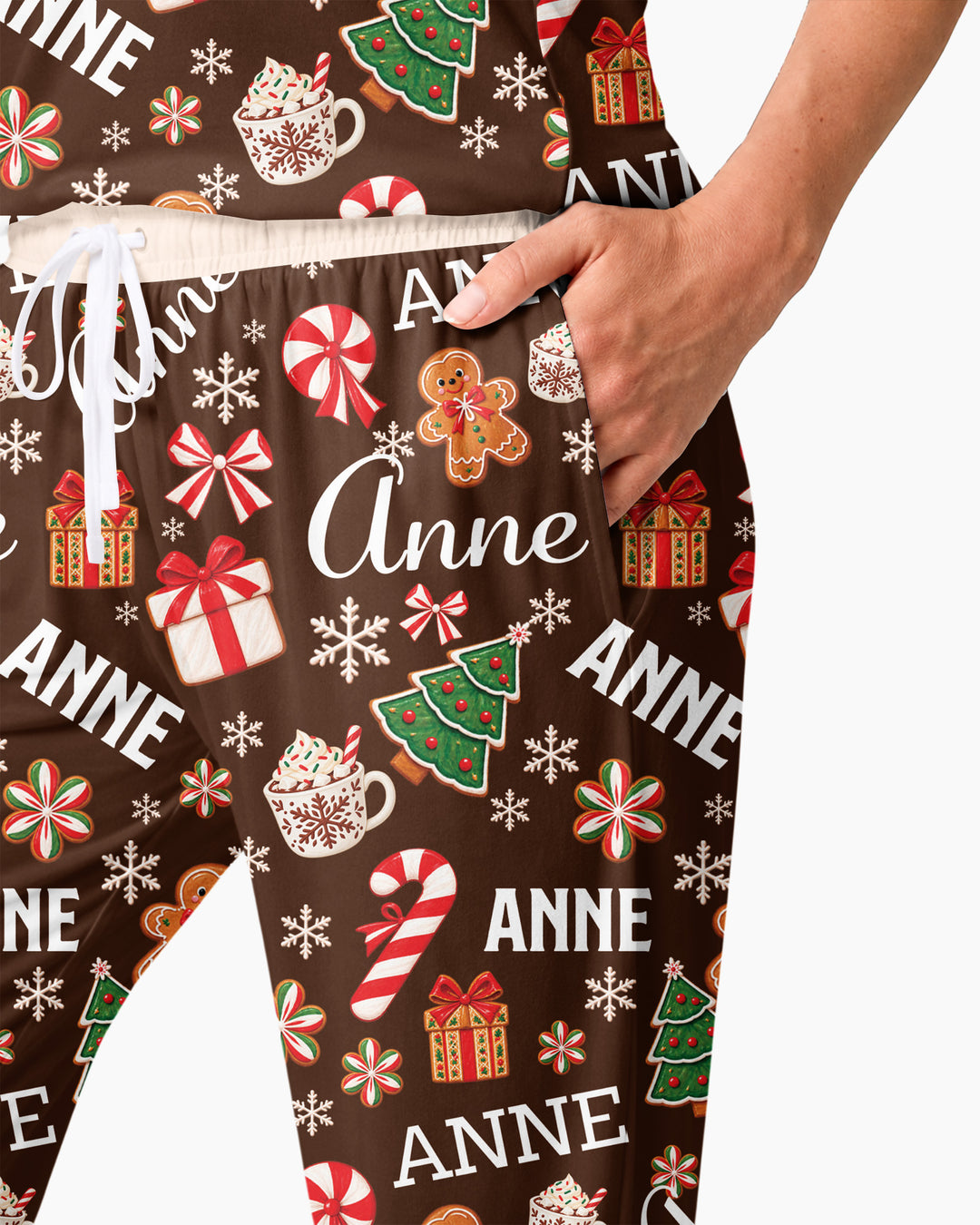 Merry Christmas Custom Name Bamboo Women Pajama Set