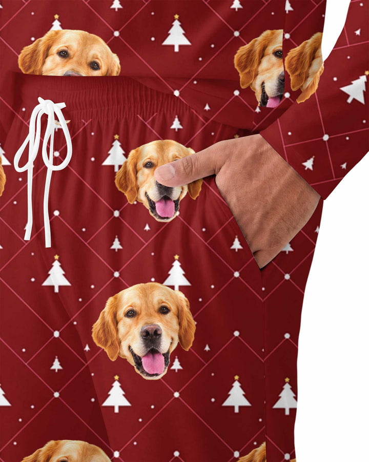 Custom Photo With Christmas Pattern Pajamas Bamboo Men's Pajama Set