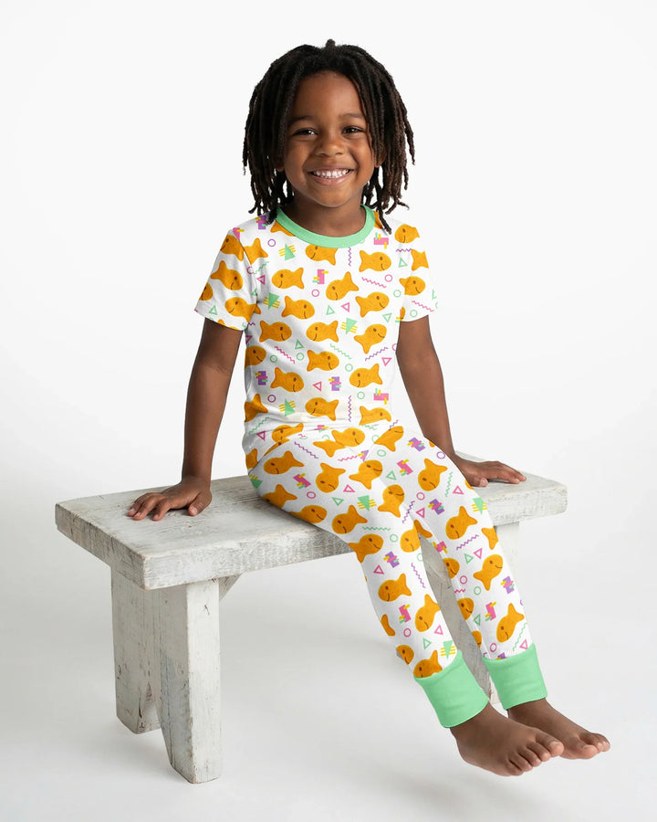 Cheesy Fishies Family Matching Bamboo Two Piece Short Sleeve Pajama Set